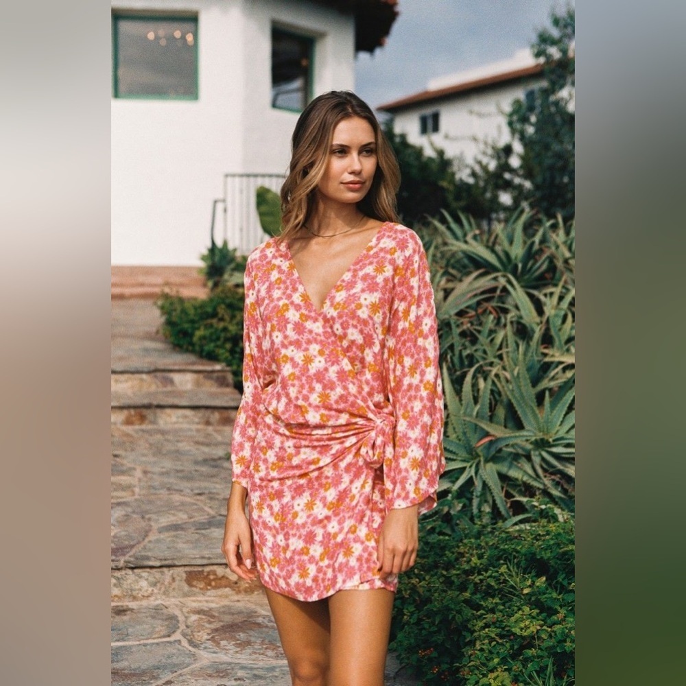 L*Space Floral Mini Dress - Pink and Orange